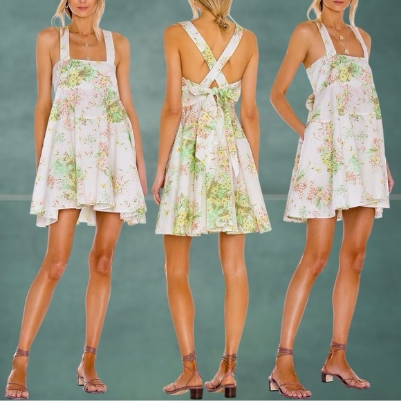 FREE PEOPLE Let The Sunshine In Cotton Strappy Sleeveless Back-Tie MiniDress NWT - Picture 14 of 15